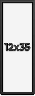12x35 Shadow Box Frame Black | 1 Inch Deep Solid Wood Shadowbox Display Frame | UV Resistant Acrylic Plexiglass, Acid Free Backing, and Hanging Hardware | Dugan Picture Frame Style