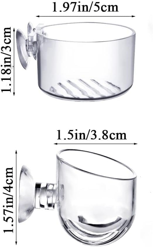 2Pcs Aquarium Plant Pot, Glass Fish Tank Planter with Suction Cups, Plants Holder Decoration Cup