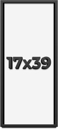 17x39 Shadow Box Frame Black | 1 Inch Deep Solid Wood Shadowbox Display Frame | UV Resistant Acrylic Plexiglass, Acid Free Backing, and Hanging Hardware | Dugan Picture Frame Style