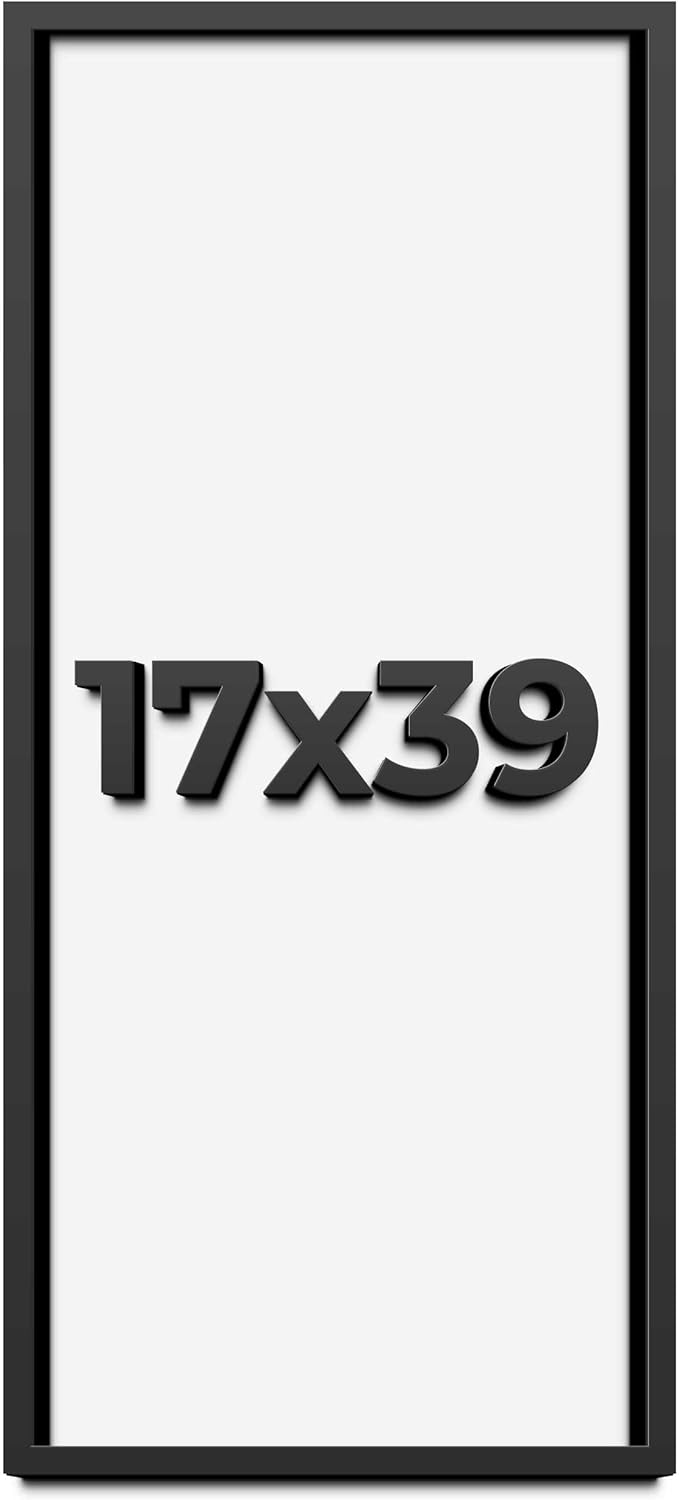 17x39 Shadow Box Frame Black | 1 Inch Deep Solid Wood Shadowbox Display Frame | UV Resistant Acrylic Plexiglass, Acid Free Backing, and Hanging Hardware | Dugan Picture Frame Style