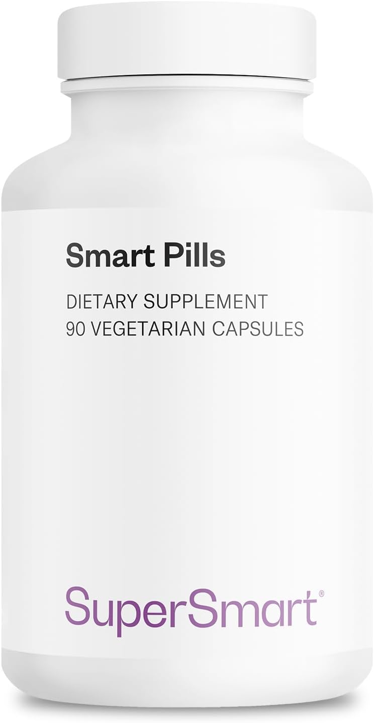 Supersmart - Smart Pills (Advanced Formula) - with Bacopa Monnieri, Ginkgo Biloba, Caffeine, L-Theanine - Super Nootropic Supplement | Non-GMO & Gluten Free - 60 Vegetarian Capsules