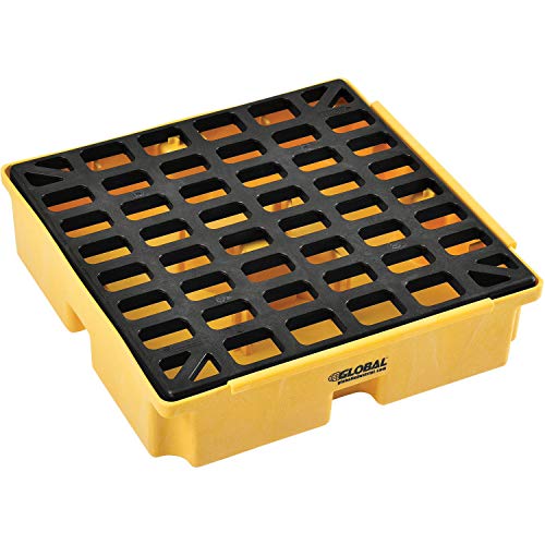 Global Industrial Low Profile Spill Containment Modular Platform, 1 Drum Capacity, 15 Gallon Liquid Capacity, 2000 Lbs Weight Capacity, 26"W x 26"D x 6-1/2"H, Yellow