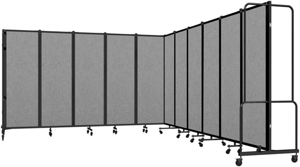 Pemberly Row Room Divider 6' Height 11 Sections Gray Panels Black Frame