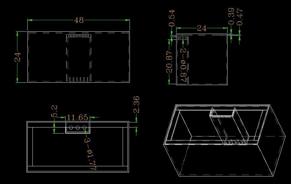 120-3H Gallon Starfire Aquariums with Center Overflow 48x24x24 H 12mm Starfire/Low Iron Glass