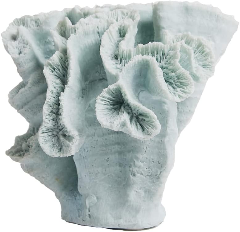 HAUCOZE Artificial Coral Decor Ocean Sculpture Arts Modern Gifts Polyresin Blue 7.5 inch