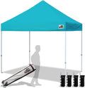 Eurmax USA Standard 10x10ft Patio Pop Up Canopy Tent for Outdoor Events Commercial Instant Canopies with Heavy Duty Roller Bag,Bonus 4 Canopy Sand Bags (Turquoise)