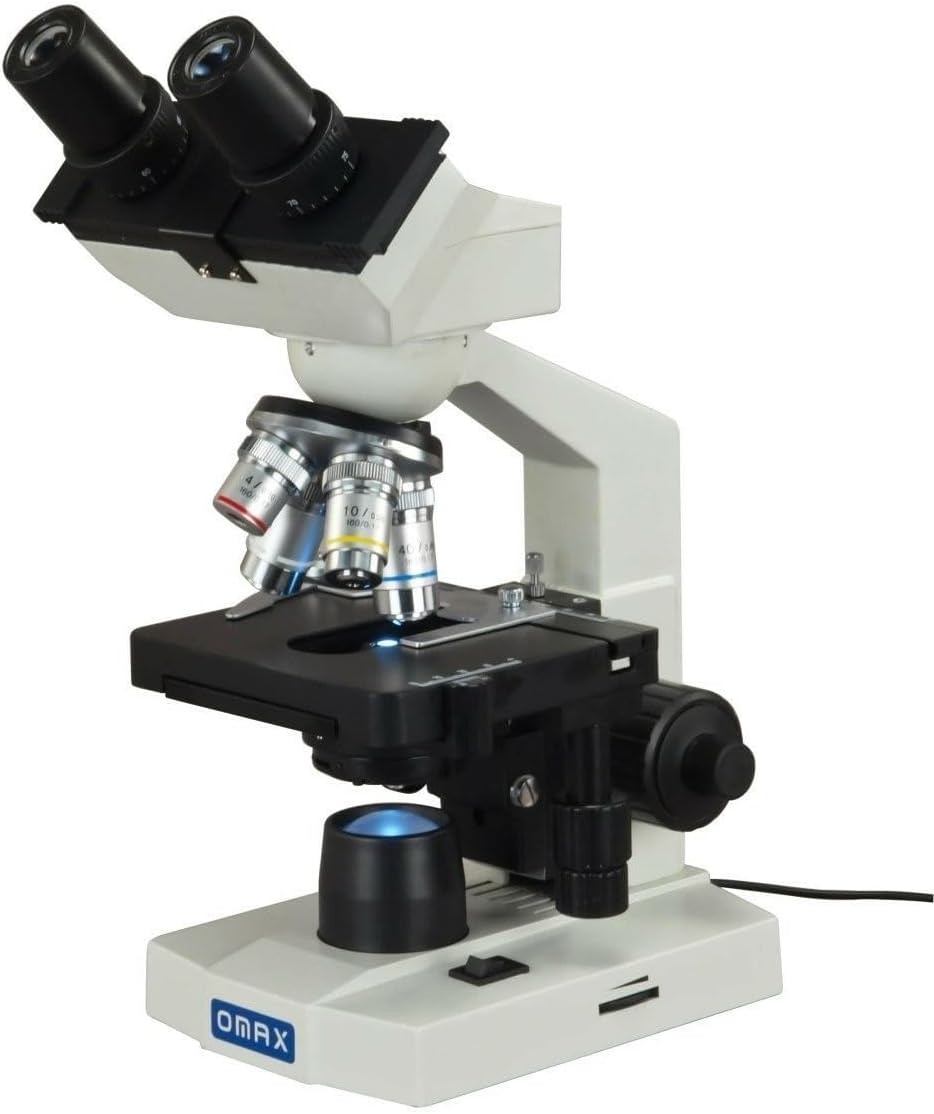 OMAX 40X-2500X Lab Binocular Biological Compound LED Microscope with 3D Mechanical Stage and Coaxial Coarse/Fine Focusing Knob