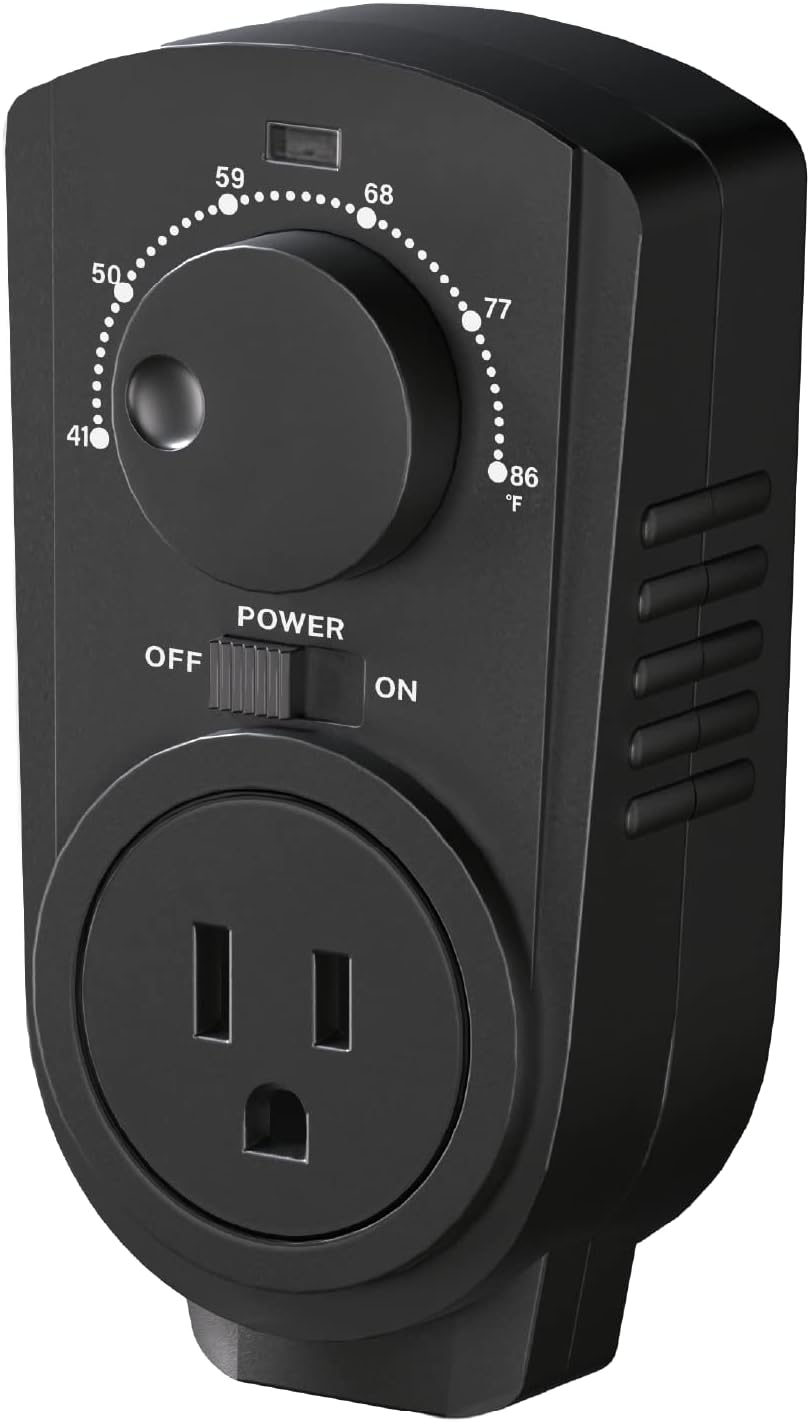 EconoHome Adjustable Thermostat - Universal Plugin Heating & Cooling Thermostat - Compatible with Most EconoHome Wall Mount Space Heaters