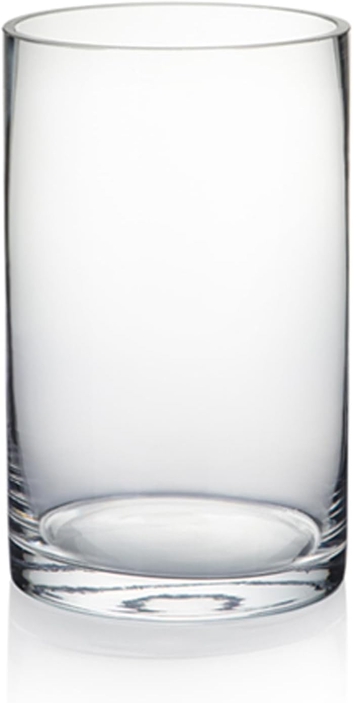 WGVI Quality Thick Clear Cylinder Glass Vase, 3" W x 5" H, Floral Container, Glass Candle Holder, Flower Vases, Wedding Centerpiece, Table Top Home Décor Accent, in Bulk Wholesale, 18 Pieces