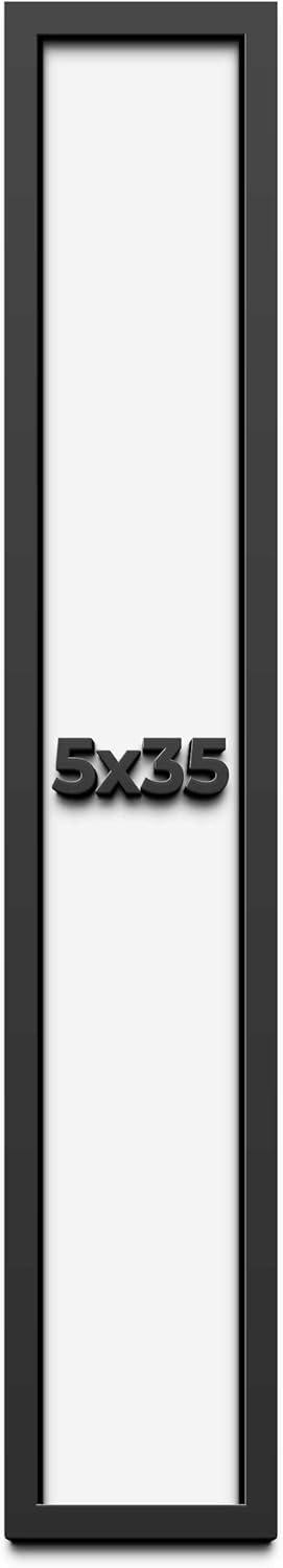 5x35 in Shadow Box Frame Black | 1 Inch Deep Solid Wood Shadowbox Display Frame | UV Resistant Acrylic Plexiglass, Acid Free Backing, and Hanging Hardware | Dugan Picture Frame Style