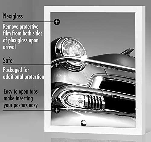 Americanflat 18x24 Poster Frame in White - Composite Wood with Polished Plexiglass - Horizontal and Vertical Formats for Wall with Included Hanging Hardware