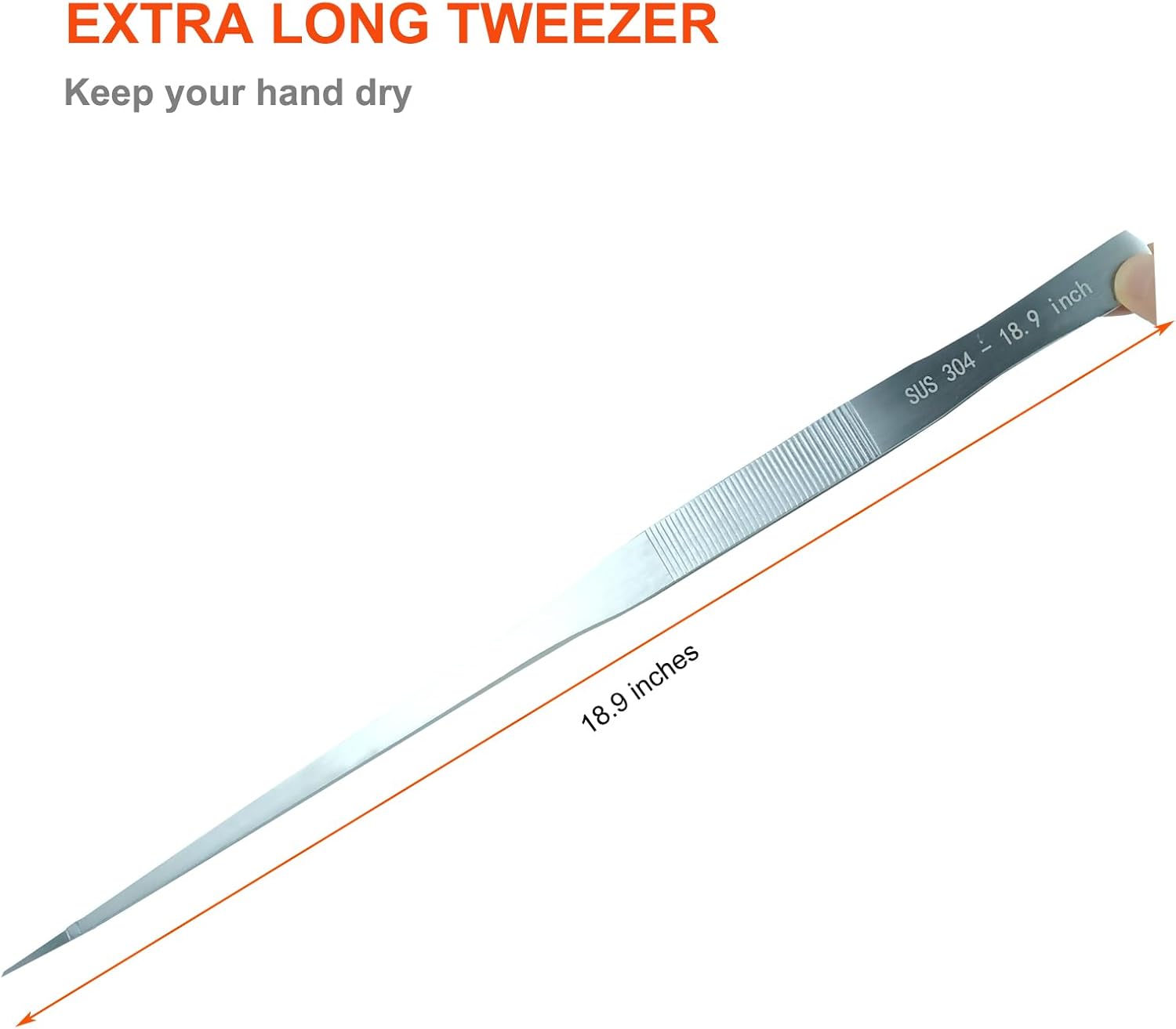 Extra Long Tweezers, Aquascape Tools, 18.9 inch Fecsam Aquarium Stainless Steel Large Feeding Tongs for Fish Tank, Terrarium，Aquascaping, Reptile Snake (Straight)