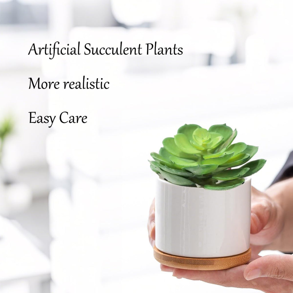 2Pcs Artificial Succulent Plants, Lotus Flower Realistic Fake Succulents, Fake Plant for Garden Arrangement Decor, Green