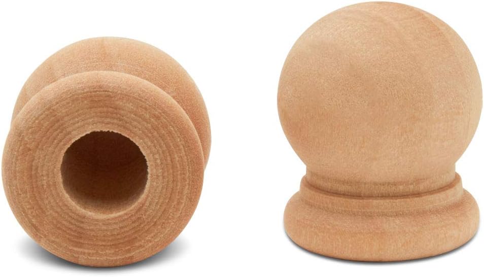 Wood Finials, 3/4 Inch Tall with 1/4 Inch Hole, Unfinished Wood Finials for 1/4 Inch Dowel Rods, Wood Dowel Caps for Crafts and DIY, Pack of 250 by Woodpeckers