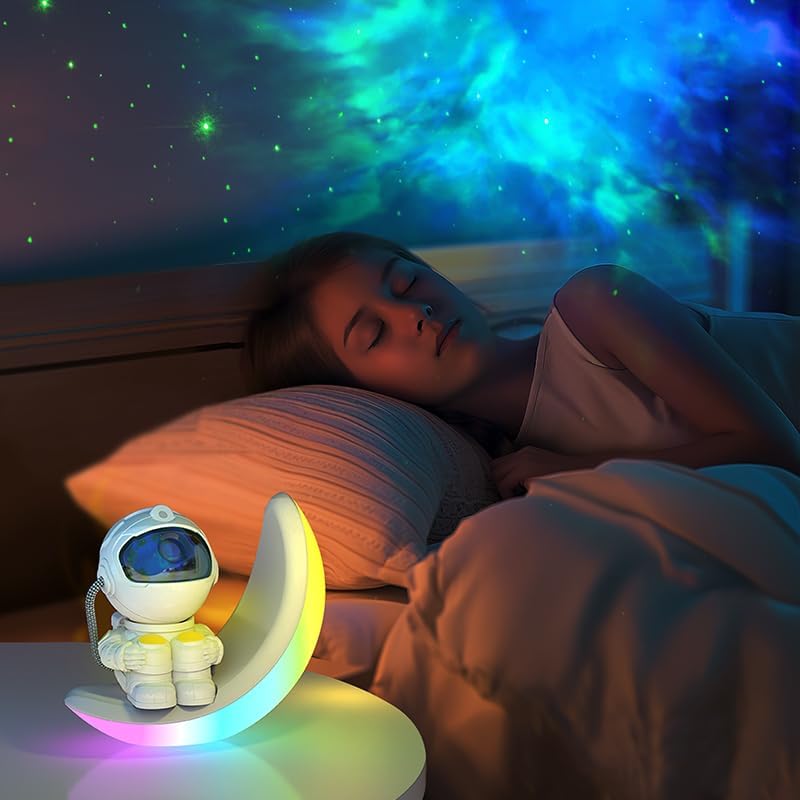 Astronaut Galaxy Projector, Star Projector Galaxy Light with Moon Lamp, 3 in 1 with Timer and Remote,360°Adjustable Kids Adults Room Decor Aesthetic, Gifts for Christmas, Birthdays.(USB White)