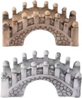 2 Pcs Gray and Brown Miniature Stone Arch Bridges - Fairy Garden Ornaments for Dollhouse, Aquarium, Lawn, Patio, and DIY Micro Landscape Decor, Mini Fairy Garden Accessories for Outdoor and Fish Tank