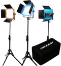 Dracast X Series Bicolor LED500 Kit - 3 Pack Includes Panel Lights, Stands, Barndoors, Travel Case | Bluetooth App Control | 3200K - 5600K LED Video Light Kit | Dimmable Lighting 0-100% | CRI TLCI 96+