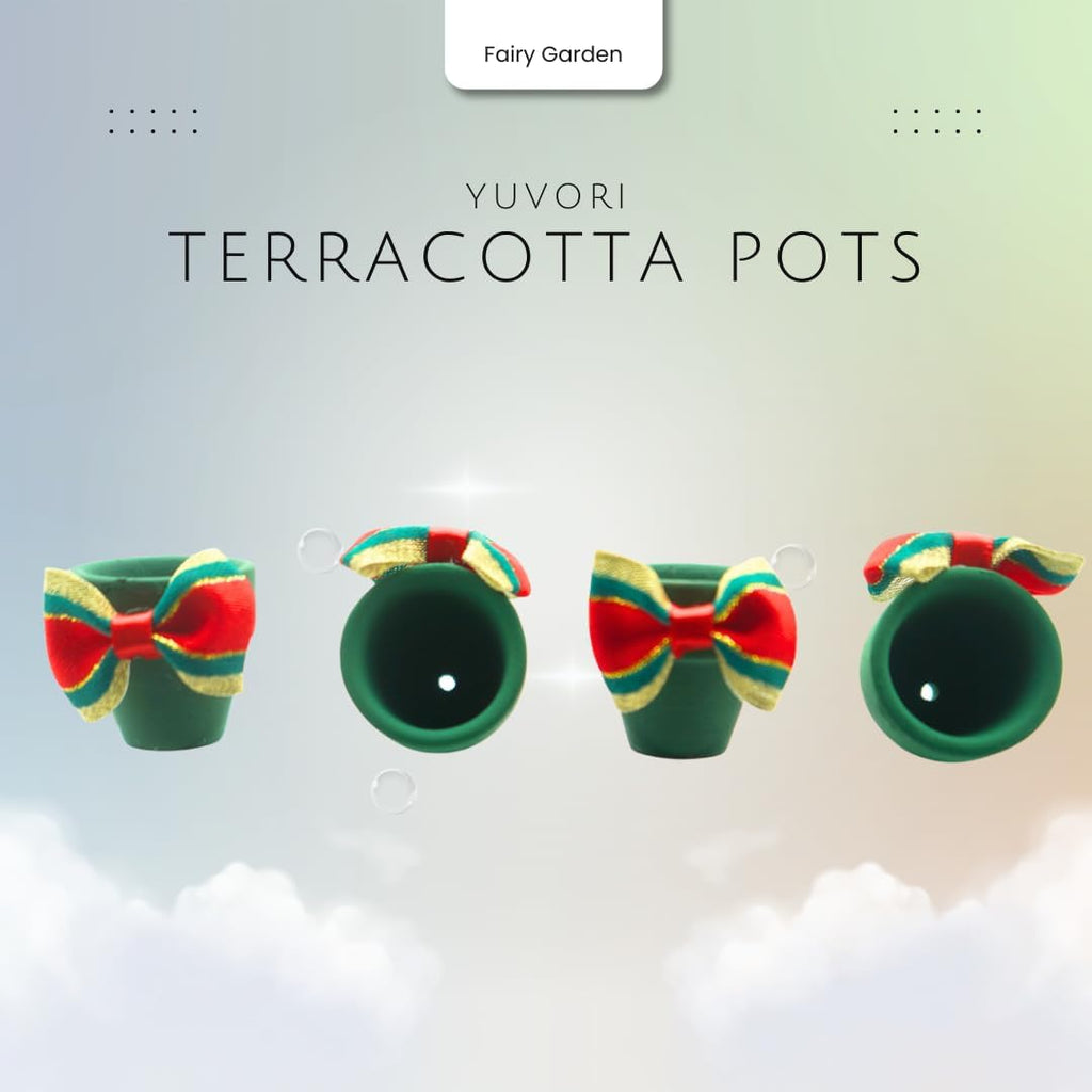 Mini Terracotta Pots – Small Clay Flower Pots for Succulents, Cactus, DIY Crafts, Fairy Garden, Dollhouse, School Projects, Mini Planters - Set of 30 (Bow Accent, 1.2 Inch)