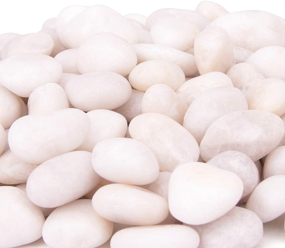 18 Pounds White Decorative Pebbles River Rock Aquarium Gravel,Garden Ornamental Pebbles, Natural Polished Decorative Gravel,White Decorative Stones,Decor Pebbles,Pebbles for Landscaping (White)