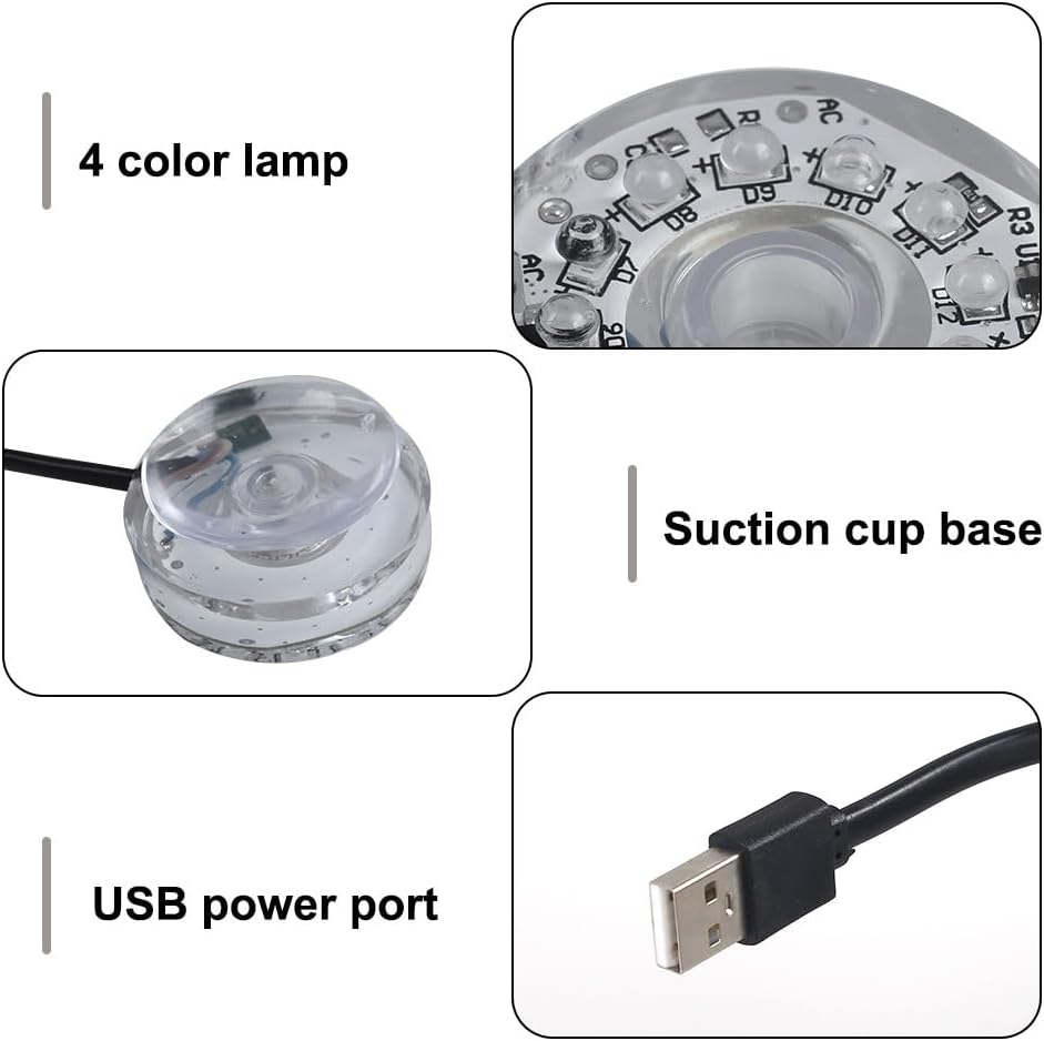 DONGKER LED Aquarium Light,Colorful Waterproof USB Fish Tank Lamp with Fixed Suction Cup for Aquariums Fish Tanks