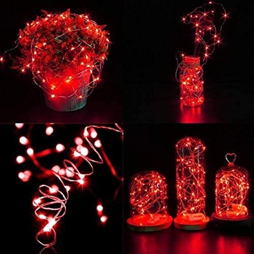 ANGMLN 10 Pack Valentine's Day Red Fairy Lights Battery Operated 9.8' 30 LED Mini Christmas String Lights for DIY Crafts Wedding Party Patriotic Ceremony Valentine's Day New Year Decoration
