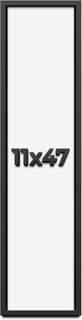11x47 Shadow Box Frame Black | 1 Inch Deep Solid Wood Shadowbox Display Frame | UV Resistant Acrylic Plexiglass, Acid Free Backing, and Hanging Hardware | Dugan Picture Frame Style