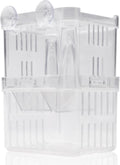 2 Pieces Floating Fish Breeder Box for Aquarium Divider, Transparent Fish Isolation Breeding Box with Suction Cups, Shrimp Tank Hatchery Fry Incubator for Clownfish Betta Guppy Acclimation