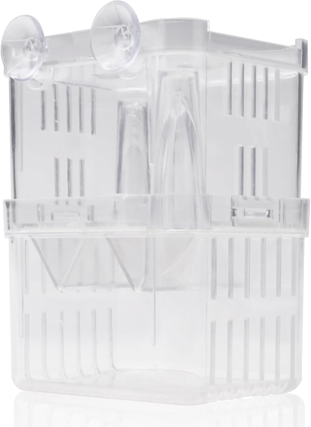 2 Pieces Floating Fish Breeder Box for Aquarium Divider, Transparent Fish Isolation Breeding Box with Suction Cups, Shrimp Tank Hatchery Fry Incubator for Clownfish Betta Guppy Acclimation