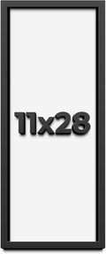 11x28 Shadow Box Frame Black | 1 Inch Deep Solid Wood Shadowbox Display Frame | UV Resistant Acrylic Plexiglass, Acid Free Backing, and Hanging Hardware | Dugan Picture Frame Style