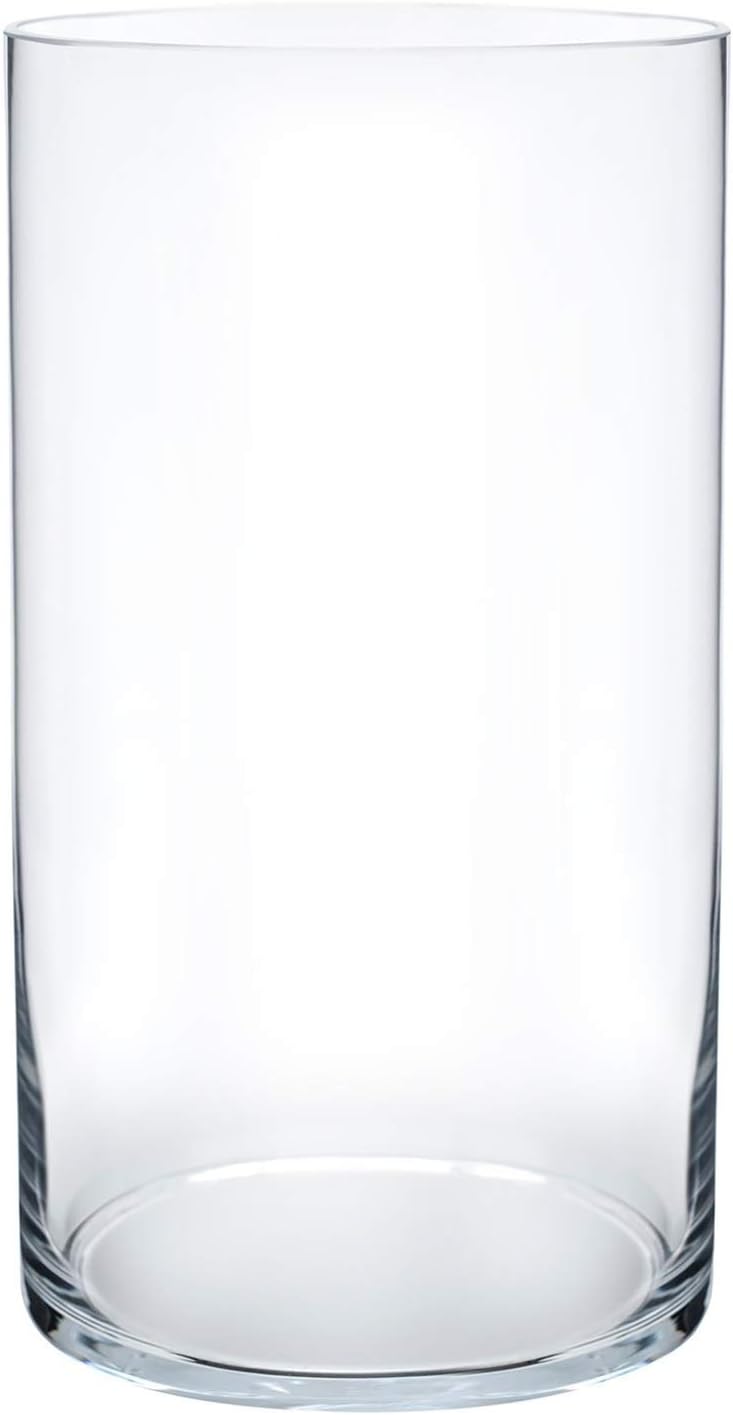 Royal Imports Flower Glass Vase Decorative Centerpiece for Home or Wedding - Cylinder Shape, 10" Tall, 5" Opening, Clear