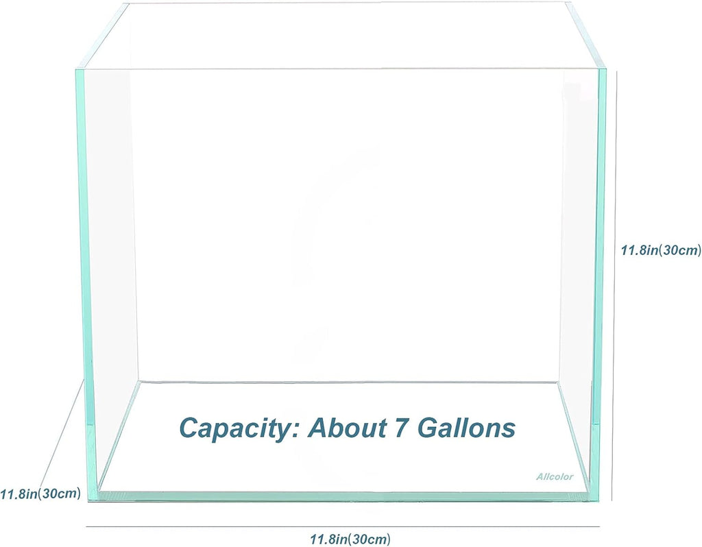 Ultra Clear Rimless Aquarium Tank 6-60 gallons Low Iron Glass (7Gal - Top Glass Canopy)