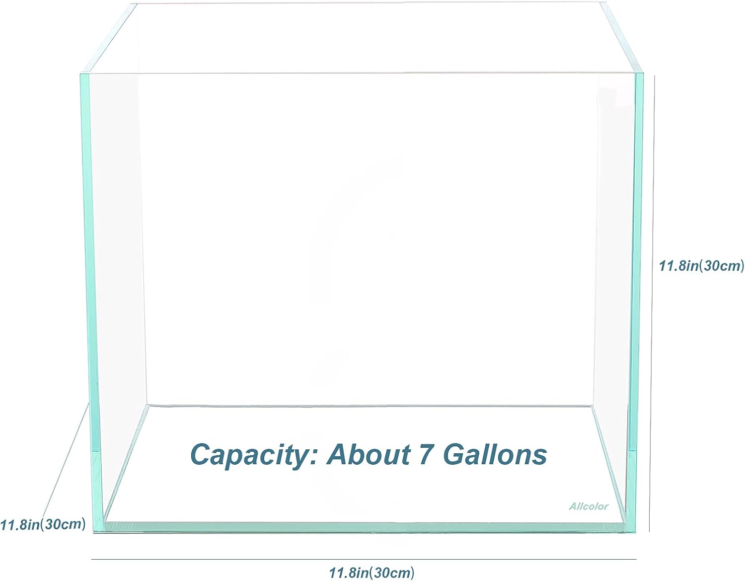 Ultra Clear Rimless Aquarium Tank 6-60 gallons Low Iron Glass (7Gal - Top Glass Canopy)
