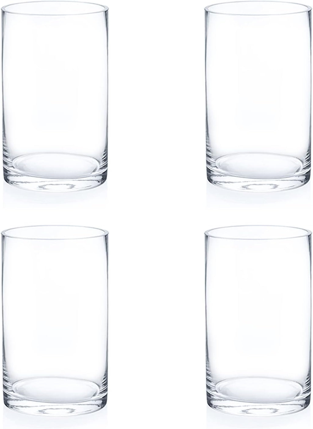 Enova Floral Set of 4 Clear Cylinder Glass Vase, 5W x 8H Inches Round Flowers Vase, Pillar Candle Floating Candle Holders, Floral Glass Vase for Home Office Decor, Wedding Centerpiece