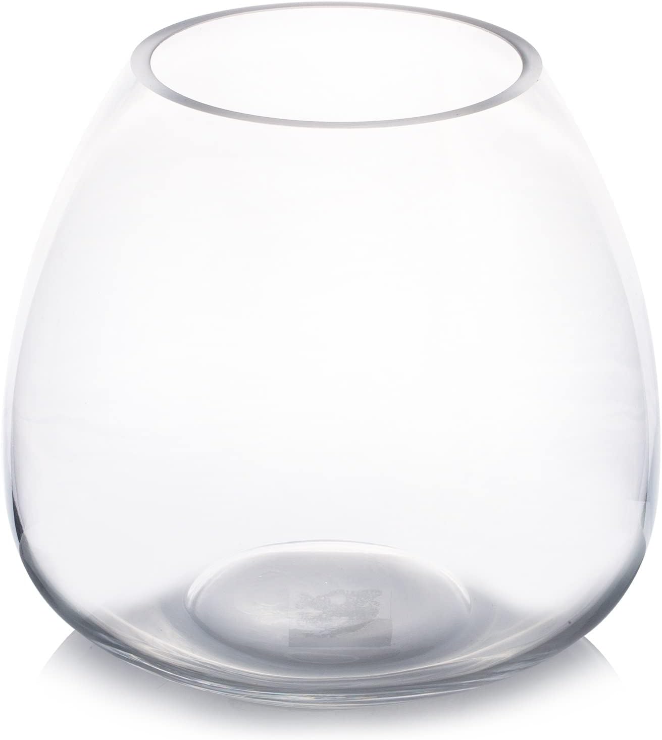 Enova Floral Clear Dome Shaped Terrarium Bowl Glass Vase, H 6.50" W 3.5" L7.5 Clear Round Fish Bowl Flower Vase for Desktop Decor (1 Piece)