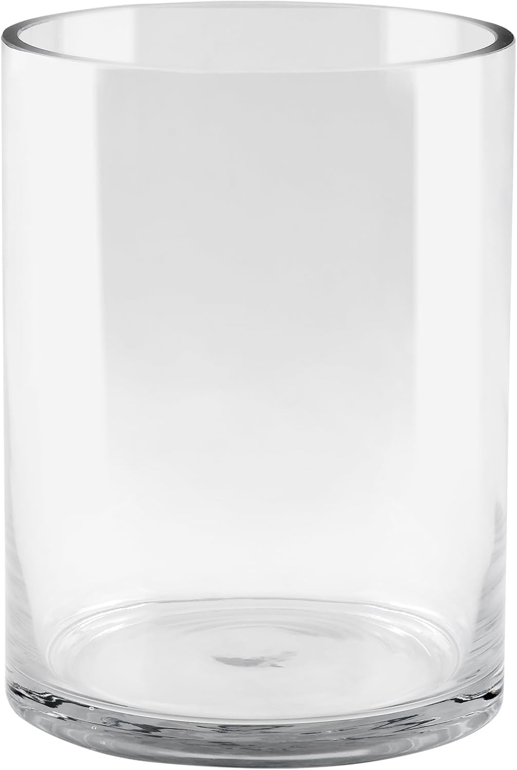 6" Wide 8" High Large Hand Blown Sturdy Clear Cylinder Glass Vase, Centerpiece Flower Vase for Rose, Tulip, Boquets, Hurricane Candle Holder (1, 6"x8")