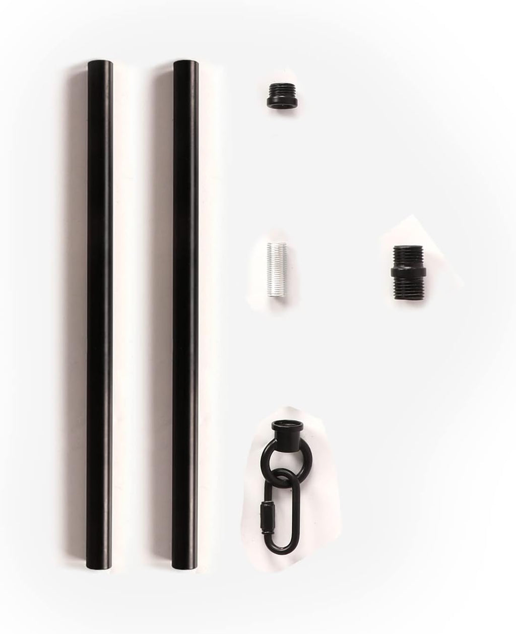 Giluta Threaded Extension Rod for Pendant Light Island Lighting Chandeliers, 2 Rods M10 Lighting Fixture Downrods and Stem 11.8 Inches Matte Black with Chain Link Connectors