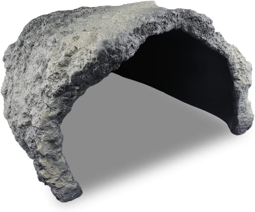Reptile Rock Cave Habitat Hide – Premium Non-Toxic Decorative Resin for Aquariums & Terrariums. Ideal for Amphibians, Lizards, Snakes, Bearded Dragons, Geckos, Scorpions, Frogs, Spiders...Large Size
