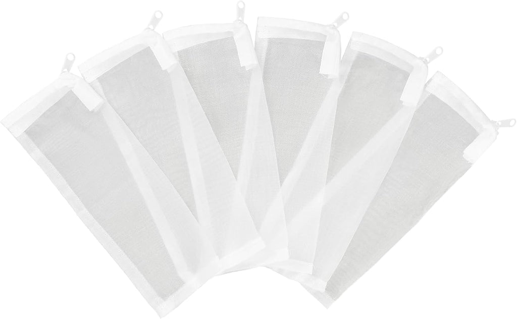 AQUANEAT Aquarium Filter Media Bags 6pcs Fish Tank Extra Fine 100 Micron Mesh Bags with Plastic Zipper for Activated Carbon (3" x 8")