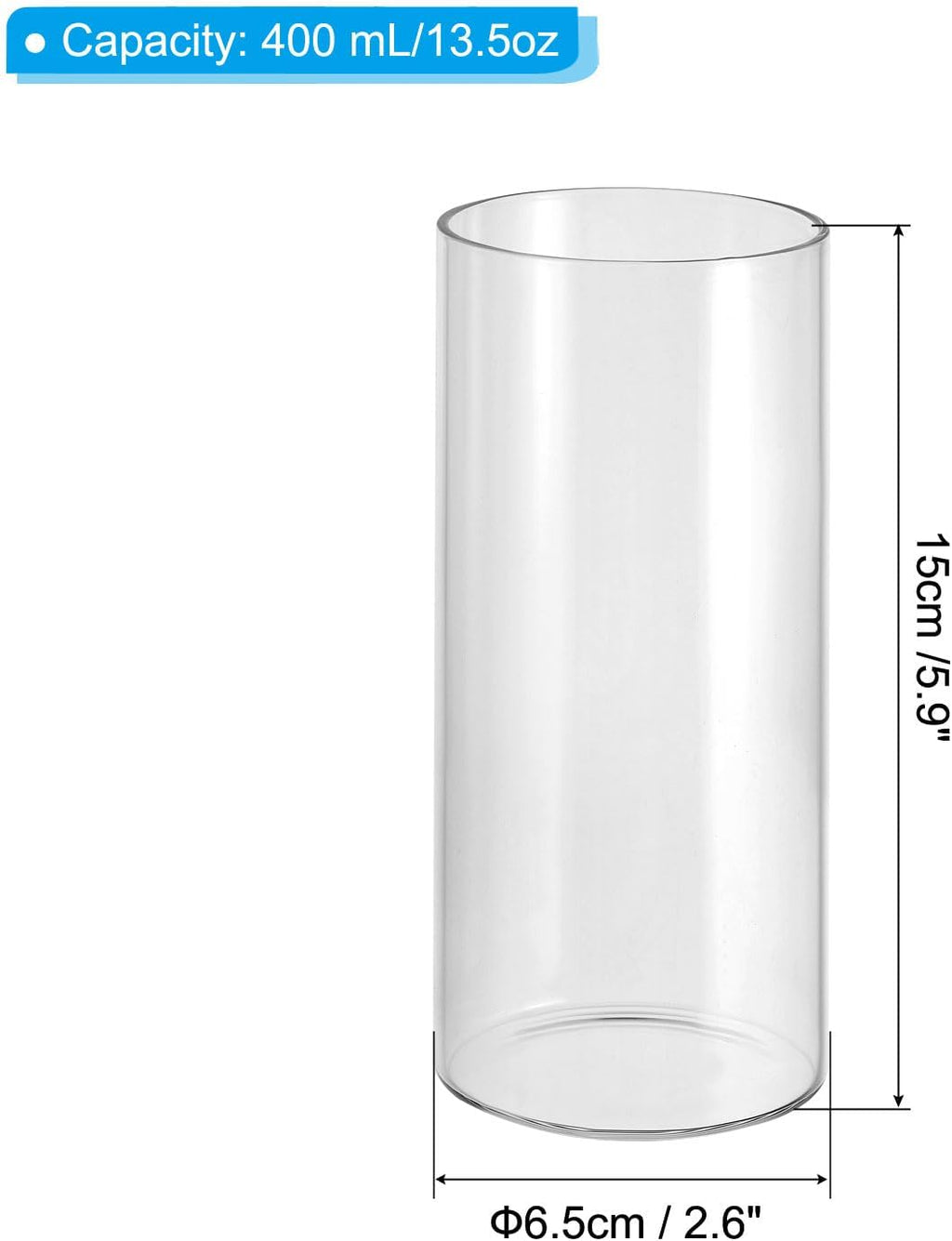 PATIKIL Clear Glass Cylinder Vase, 5.9" Tall and 2.6" Dia Tabletop Flowers Vase Floating Candle Holder Vase for Home Decor Wedding Centerpieces(13.5oz)
