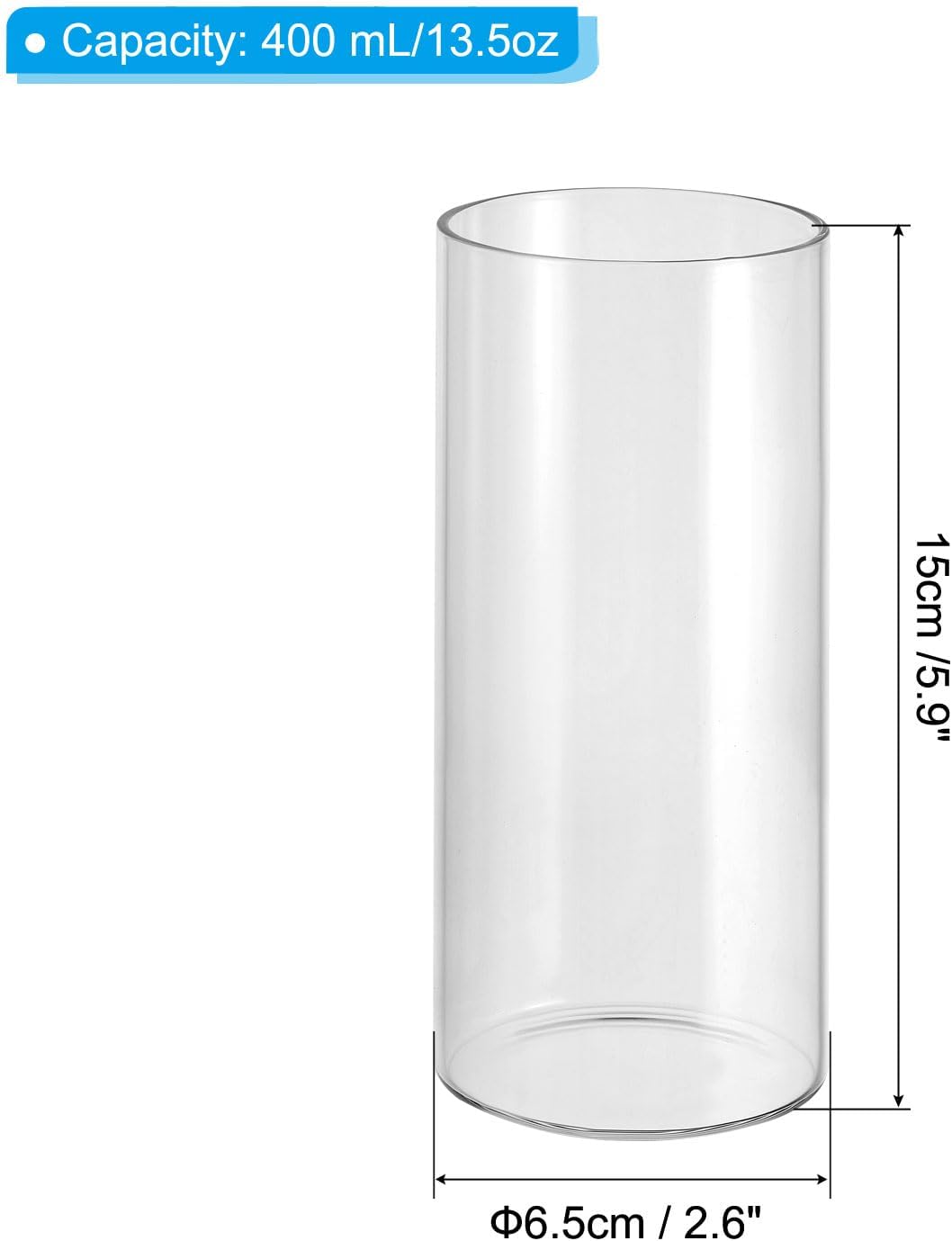 PATIKIL Clear Glass Cylinder Vase, 5.9" Tall and 2.6" Dia Tabletop Flowers Vase Floating Candle Holder Vase for Home Decor Wedding Centerpieces(13.5oz)