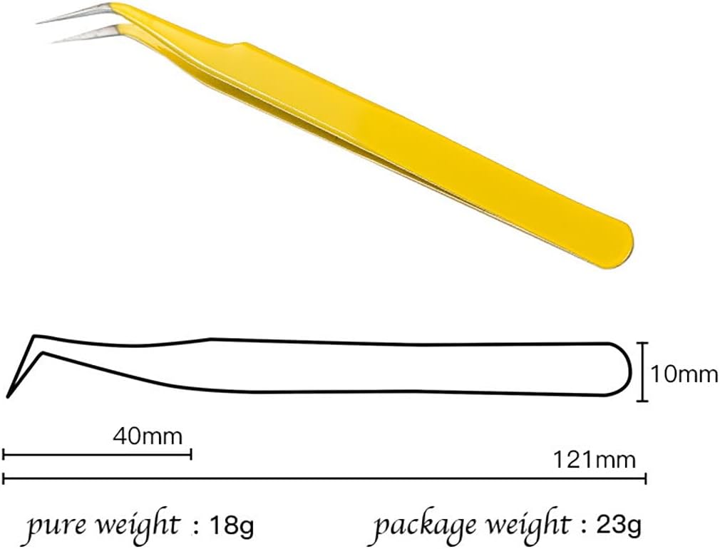 MAXLEAF 2pcs Stainless Tweezers Straight Curved Tweezers for Stickers Eyelash Extensions Precision Electronics Nail Rhinestone Jewelry, Scrapbooking Tools (Yellow)