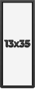 13x35 Shadow Box Frame Black | 1 Inch Deep Solid Wood Shadowbox Display Frame | UV Resistant Acrylic Plexiglass, Acid Free Backing, and Hanging Hardware | Dugan Picture Frame Style
