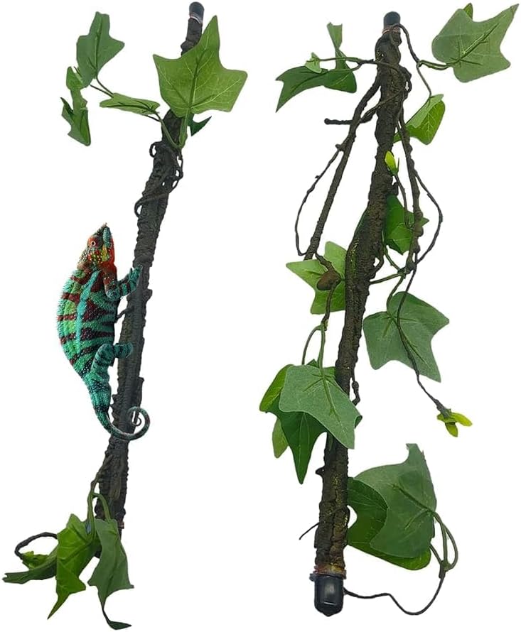 BNOSDM Reptile Climbing Branch Flexible Bend-A-Branch Jungle Vines Terrarium Plant Decoration with Suction Cup for Crested Gecko Chameleon Gecko Snake Tree Frog 2PCS