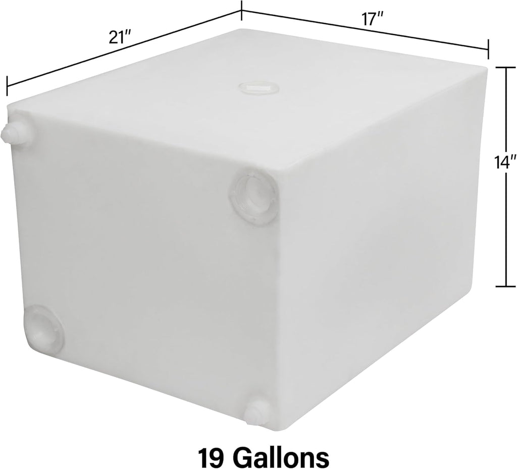 20 Gallon RV Fresh Water Tank, Potable Water Storage Tank for Drinking, Cooking, Cleaning, Showering, for Campers, Trailers, Motorhomes, RVs, Cube Shape, 21" x 17" x 14" (WT-5546)