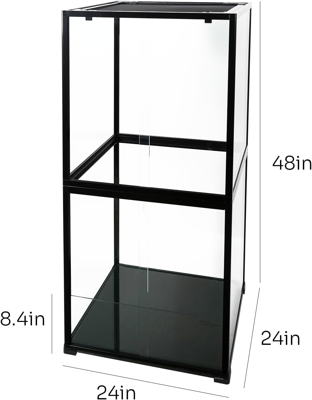 REPTIZOO 120 Gallon Tall Reptile Terrarium 24" x 24" x 48" Large Tempered Glass Reptile Tank, Front Opening Chameleon Cage with Top Screen Ventilation(Knock-Down)