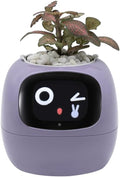 Smart Plant Pot with Expression, AI Intelligent Flower Pot for Indoor Decoration, Smart Garden Pot with Water/Light/Temperature Sensors, Ivy AI Planter (Purple)