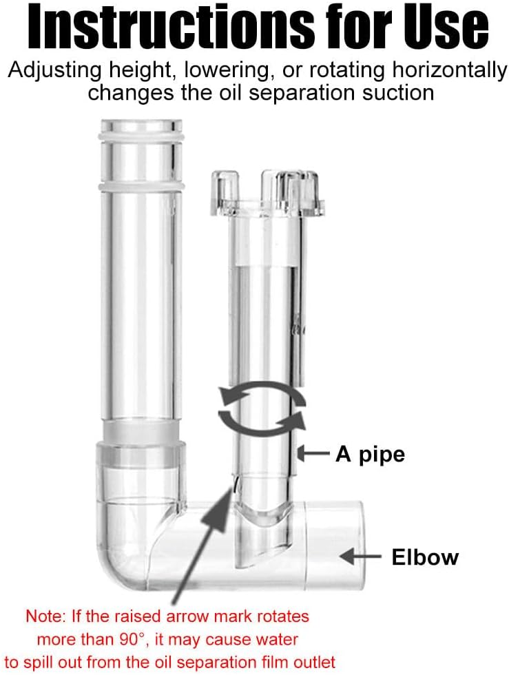 MiOYOOW Aquarium Surface Skimmer, Hanging Aquarium Oil Film Remover, Fish Tank Pipe Inflow/Outflow Filter Accessory for Aquarium Fish Plant Tank