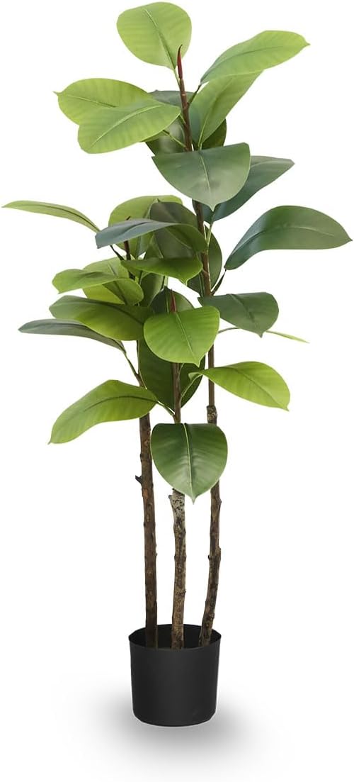 Maia Shop 4FT Tall Artificial Rubber Tree for Home and Office Decoration, Decorative Artificial Tree Hyper-Realistic Trunk, 47 inches