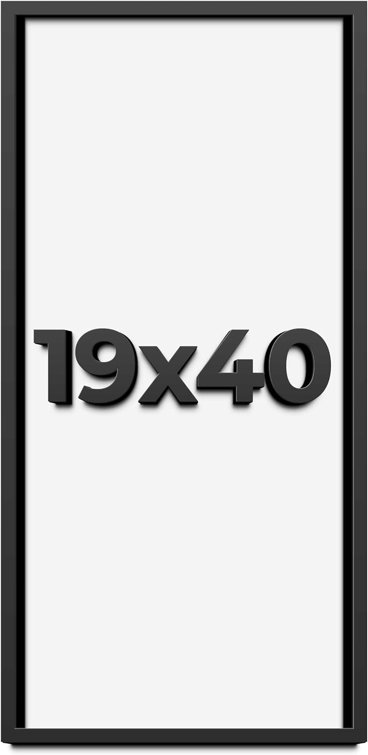 19x40 Shadow Box Frame Black | 1 Inch Deep Solid Wood Shadowbox Display Frame | UV Resistant Acrylic Plexiglass, Acid Free Backing, and Hanging Hardware | Dugan Picture Frame Style