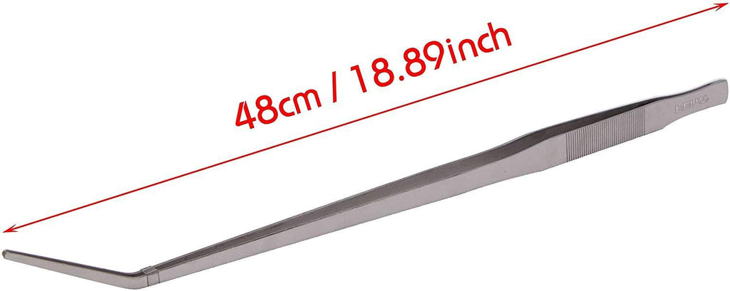Extra Long Tweezers 18.9 Inch - FEITA Stainless Steel Curved Tip Tweezer Tongs for Aquarium Fish Tank Plants